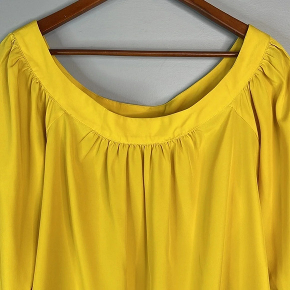 MAEVE Anthropologie Yana Off The Shoulder Top Mustard Yellow 3/4 Sleeves Silky S - Picture 3 of 13